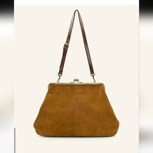 Patricia Nash Large Cognac Suede Shoulder Bag